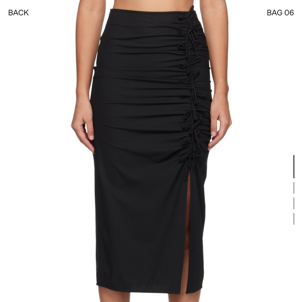 GANNI Ruched Drapey Melange Midi Skirt w Slit
